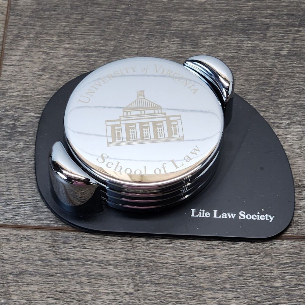 UVA Law Lile Law Society Metal Coaster Set w/Dock Holder University Of Virginia